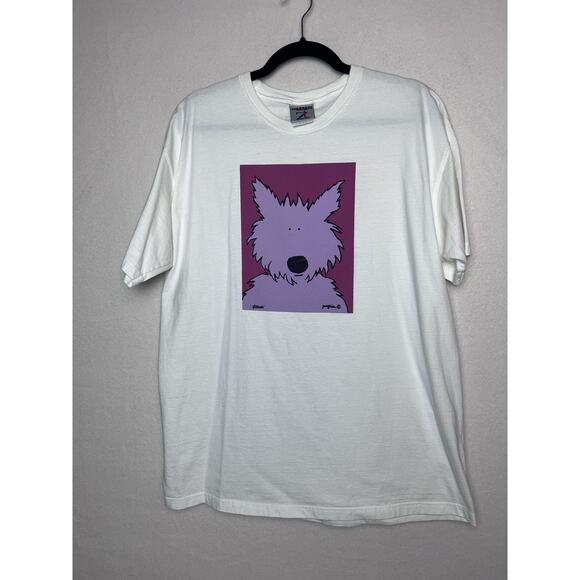 Jung Kim Silly Dogs T-Shirt "Glascow" White Short Sleeve Jerzees Size Large - Picture 1 of 7